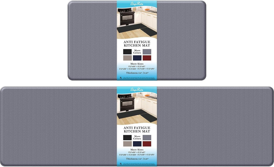 Kitchen Mats, 2PCS Kitchen Rugs, Cushioned anti Fatigue Kitchen Mats for Floor, Non-Slip Standing Desk Mat, Waterproof Kitchen Rug Set for Kitchen, Floor, Office,17.3"×30"+17.3"×47",Black