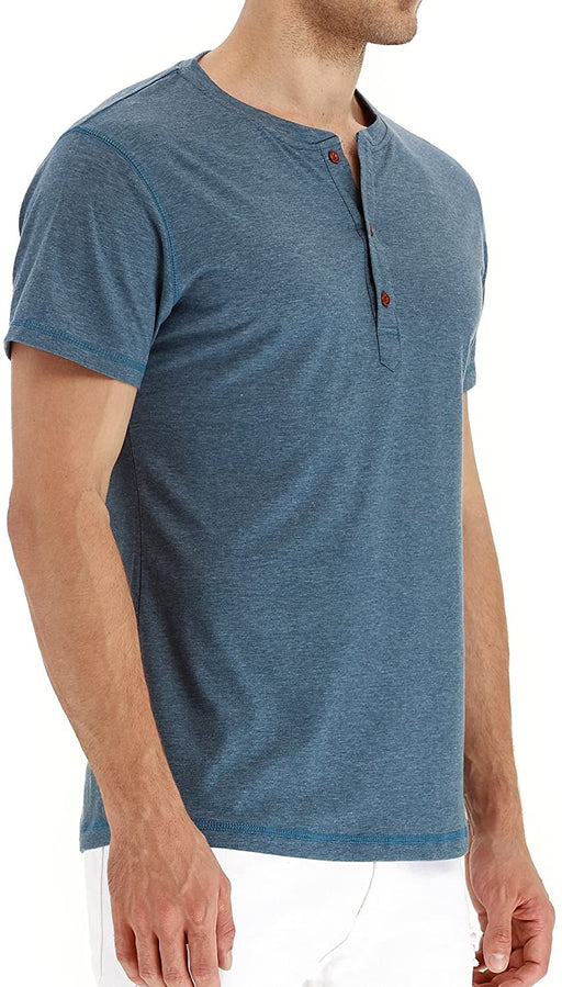 Mens Fashion Casual Front Placket Basic Short Sleeve Henley T-Shirts