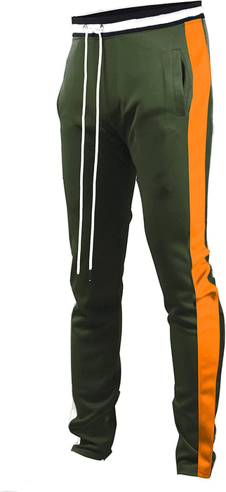 brand Mens Hip Hop Premium Slim Fit Track Pants - Athletic Jogger Bottom with Side Taping