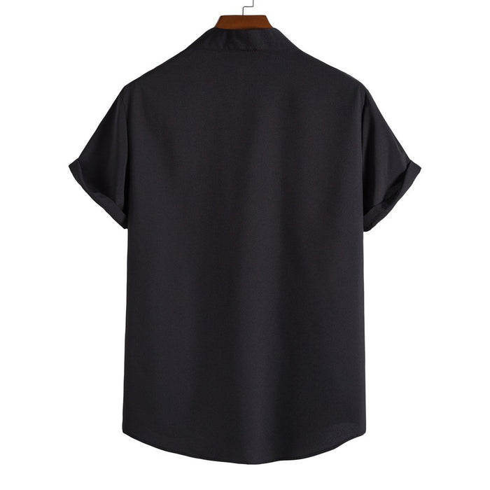 Mens T Shirts,Men'S Summer Fashion Short Sleeve Casual Solid Color Button-Up Shirts