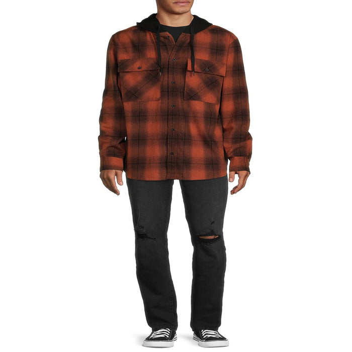 Men'S and Big Men'S Hooded Flannel Shirt with Long Sleeves, Sizes up to 5X