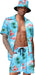 Men'S Hawaiian Shirt and Short Set Flower 2-Pieces Beach Outfit with Bucket Hats