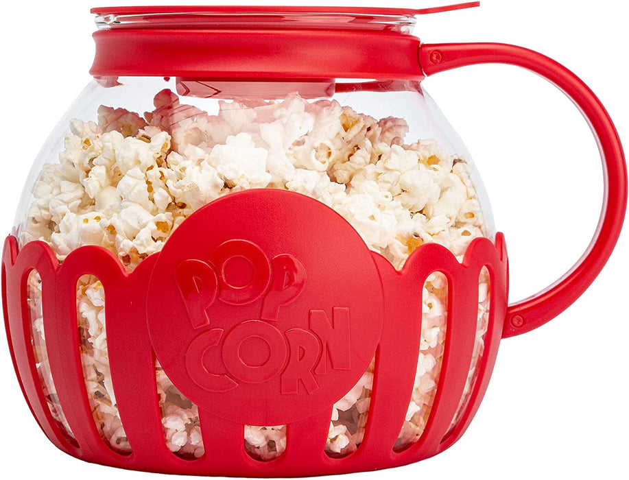 Patented Micro-Pop Microwave Popcorn Popper with Temperature Safe Glass, 3-In-1 Lid Measures Kernels and Melts Butter, Made without BPA, Dishwasher Safe, 3-Quart, Aqua