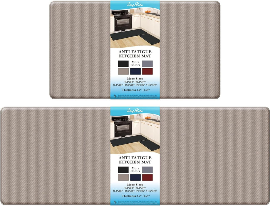 Kitchen Mats, 2PCS Kitchen Rugs, Cushioned anti Fatigue Kitchen Mats for Floor, Non-Slip Standing Desk Mat, Waterproof Kitchen Rug Set for Kitchen, Floor, Office,17.3"×30"+17.3"×47",Black