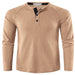 Mens Fashion Waffle T Shirts Henley Neck Solid Color Pullover Work Long Sleeve T-Shirt Apricot L