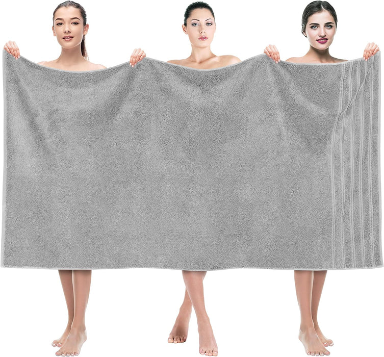 Luxury 4 Piece Bath Towel Set, 100% Cotton Turkish Bath Towels for Bathroom, 27X54 in Large Bathroom Shower Towels, Dark Gray Bath Towels