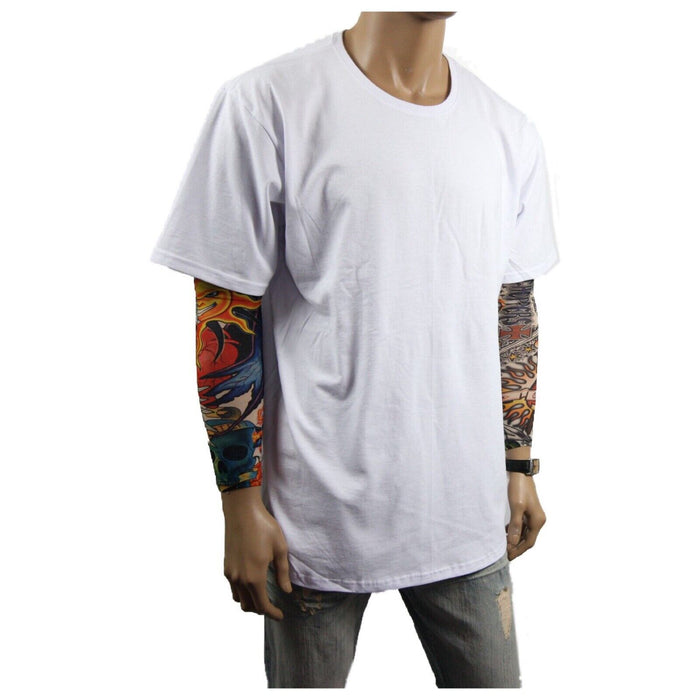 Mens Heavy T-Shirt BIG & TALL Long Extended Casual Basic Crew Neck Fashion S-5X