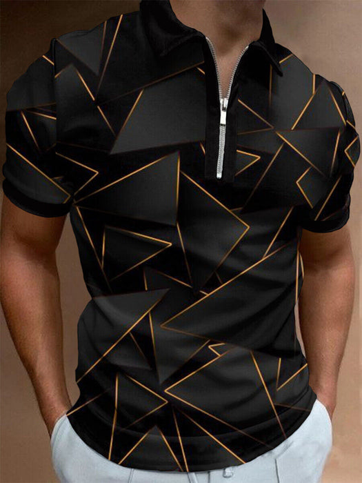 ⭐⭐Polo T Shirts Men Zipper Collar Fashion Golf Short Sleeve 2 Tone Zip Tee Dress