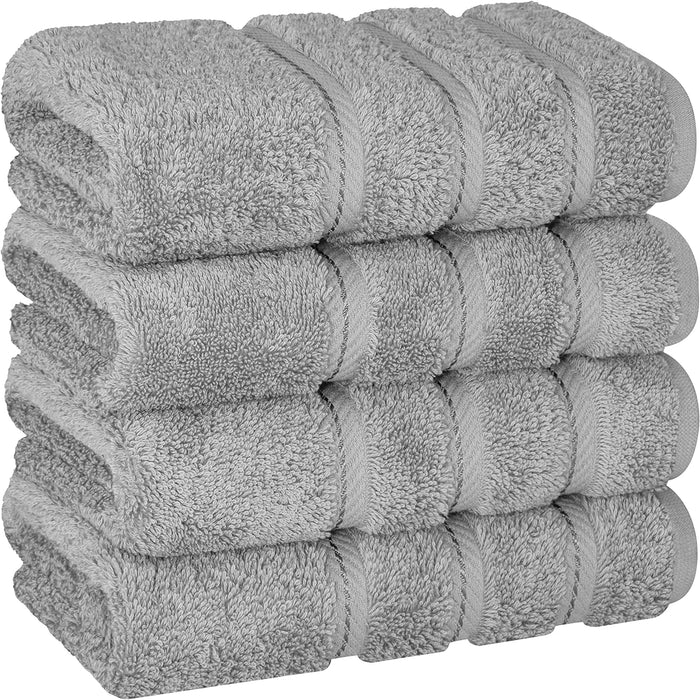 Luxury 4 Piece Bath Towel Set, 100% Cotton Turkish Bath Towels for Bathroom, 27X54 in Large Bathroom Shower Towels, Dark Gray Bath Towels