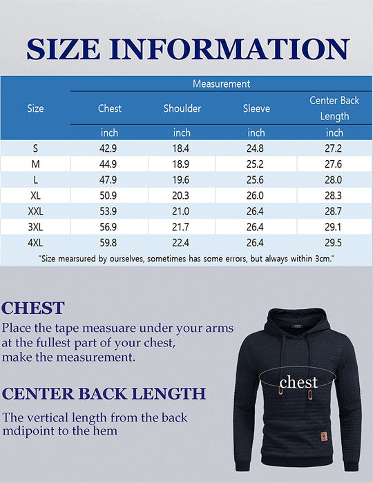 Men'S Casual Hoodies Sweatshirt Hipster Gym Long Sleeve Drawstring Plaid Jacquard Pullover Hooded