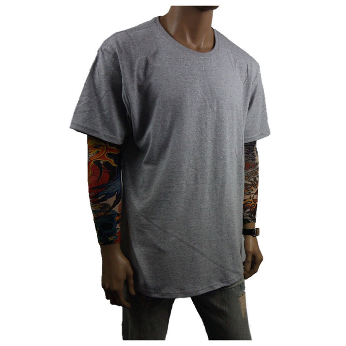 Mens Heavy T-Shirt BIG & TALL Long Extended Casual Basic Crew Neck Fashion S-5X