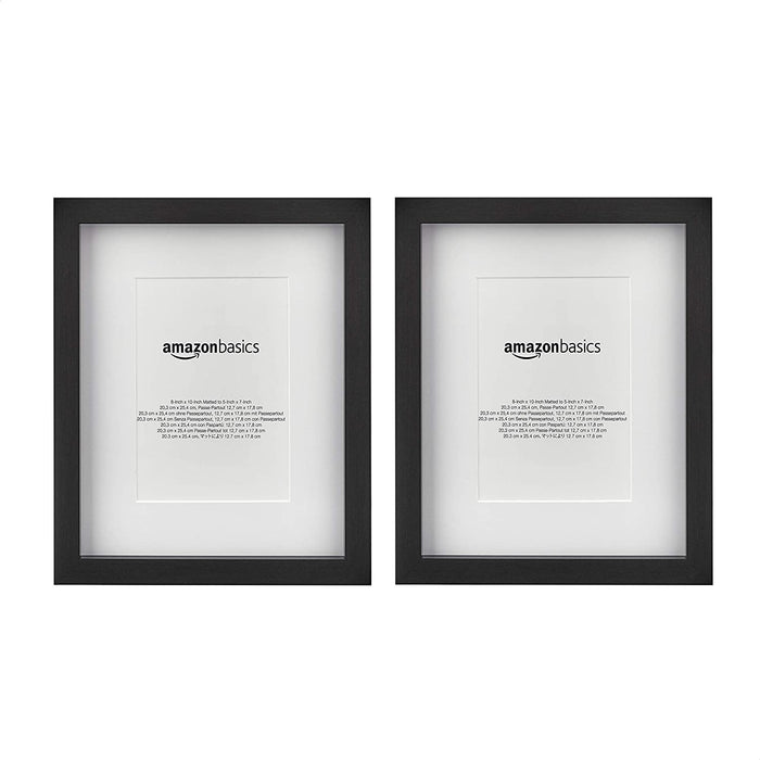 11" X 14" Photo Picture Frame or 8" X 10" with Mat - Black, 2-Pack