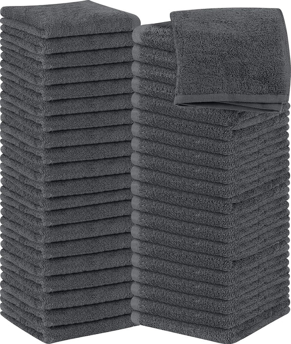 Cotton Washcloths Set - 100% Ring Spun Cotton, Premium Quality Flannel Face Cloths, Highly Absorbent and Soft Feel Fingertip Towels (24 Pack, White)