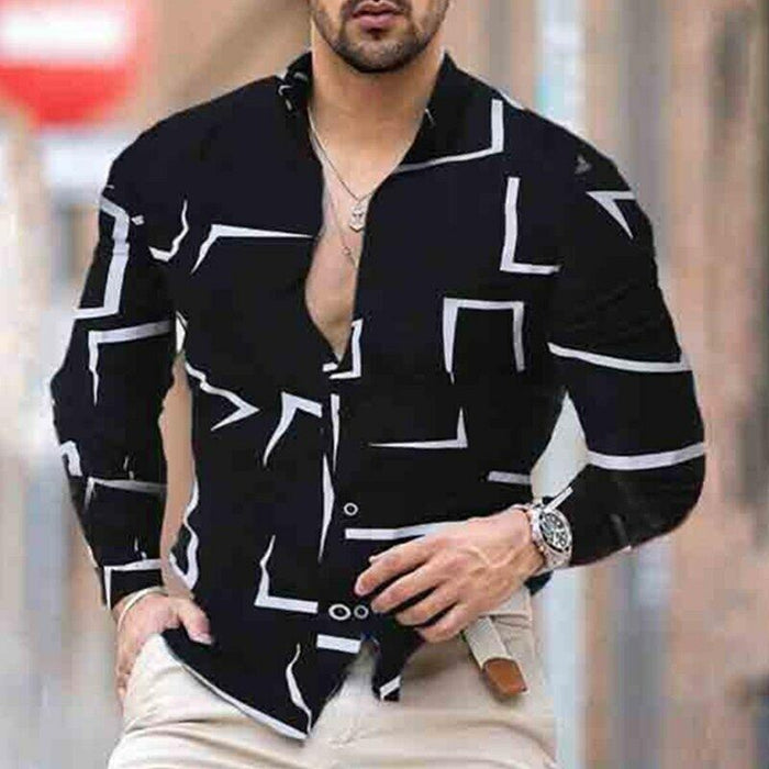 ⭐Button down Shirt Men Baroque Fashion Casual Party Long Sleeve Fancy Dress Soft