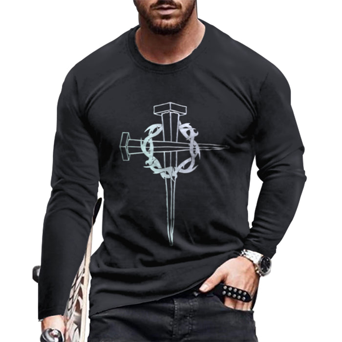 ⭐T-Shirt Men Novelty Black Long Sleeve Fashion Ultra Soft Streetwear T Shirt Tee