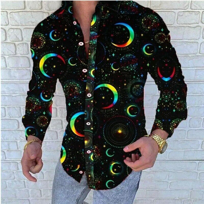 ⭐Button down Shirt Men Baroque Fashion Casual Party Long Sleeve Fancy Dress Soft