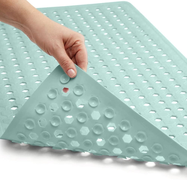 Patented Bath Tub Shower Mat, 35X16 Washable Bathtub Floor Mats, Suction Cups and Drain Holes to Keep Tubs Clean, Clear