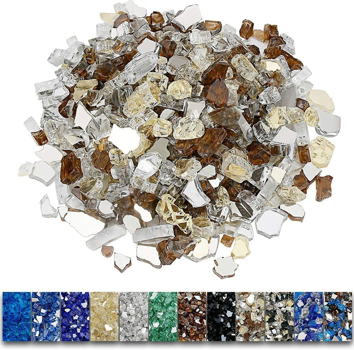 20 Pounds Bahama Blend Fire Glass for Fire Pit - 1/2 Inch High Luster Reflective Tempered Glass Rocks for Natural or Propane Fireplace, Safe for Outdoors and Indoors