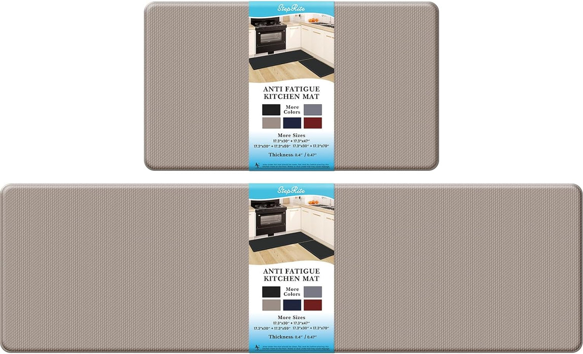 Kitchen Mats, 2PCS Kitchen Rugs, Cushioned anti Fatigue Kitchen Mats for Floor, Non-Slip Standing Desk Mat, Waterproof Kitchen Rug Set for Kitchen, Floor, Office,17.3"×30"+17.3"×47",Black