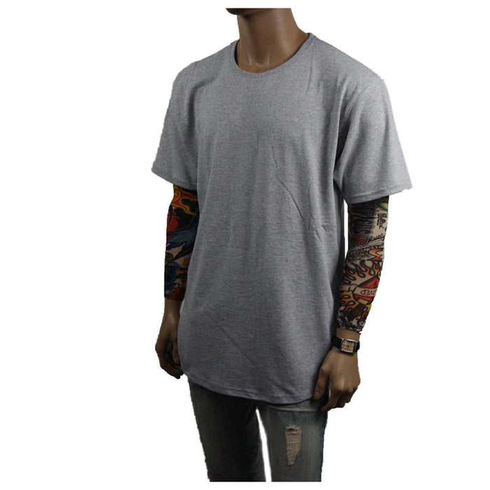 Mens Heavy T-Shirt BIG & TALL Long Extended Casual Basic Crew Neck Fashion S-5X