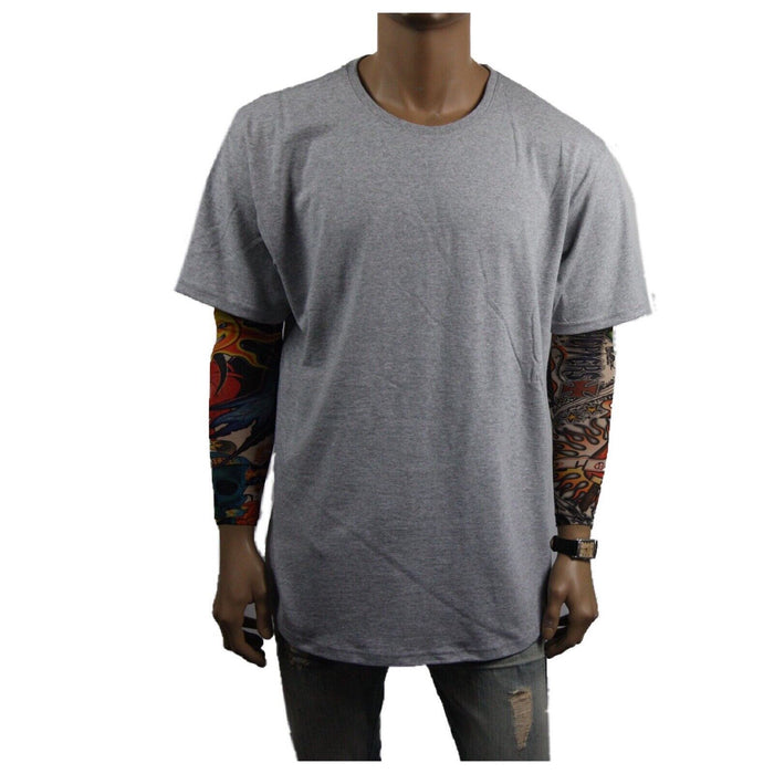 Mens Heavy T-Shirt BIG & TALL Long Extended Casual Basic Crew Neck Fashion S-5X