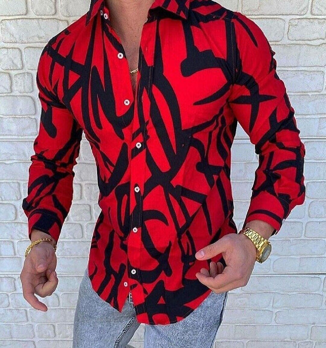 ⭐Button down Shirt Men Baroque Fashion Casual Party Long Sleeve Fancy Dress Soft