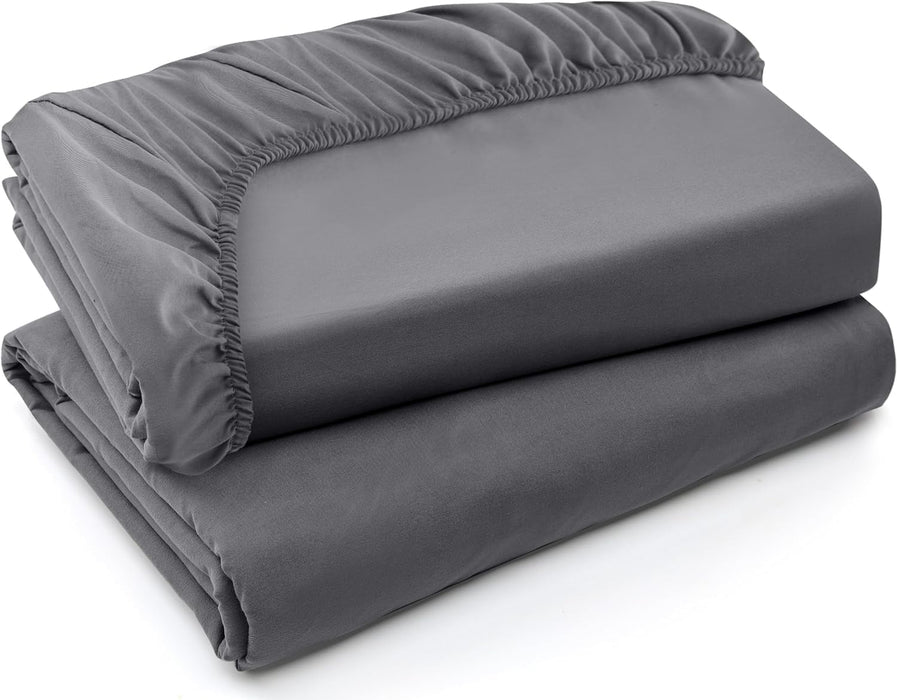 Queen Fitted Sheet - Bottom Sheet - Deep Pocket - Soft Microfiber - Shrinkage and Fade Resistant - Easy Care -1 Fitted Sheet Only (Grey)