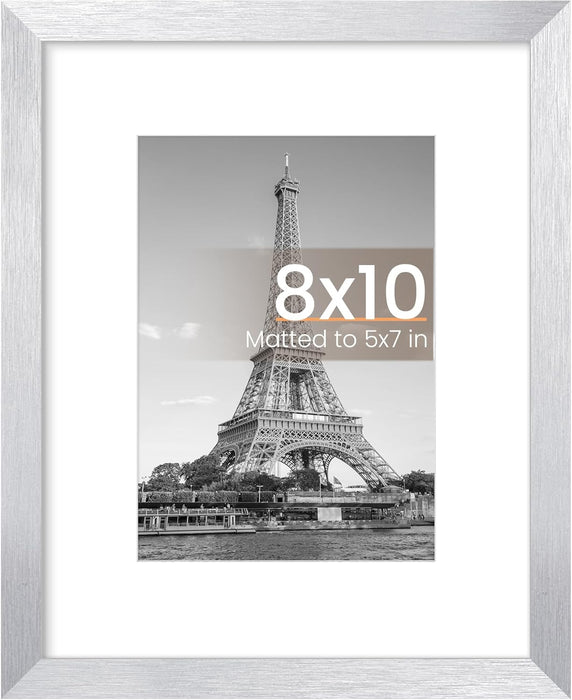 8X10 Picture Frame, Display Pictures 5X7 with Mat or 8X10 without Mat, Wall Hanging Photo Frame, Black, 1 Pack