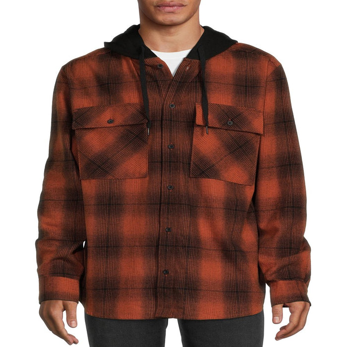 Men'S and Big Men'S Hooded Flannel Shirt with Long Sleeves, Sizes up to 5X