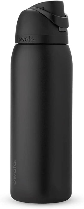 Freesip 24 oz Insulated Stainless Steel Water Bottle with Straw - BPA-Free for Sports, Travel, and School, Very Dark Finish