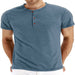 Mens Fashion Casual Front Placket Basic Short Sleeve Henley T-Shirts