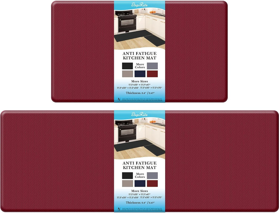 Kitchen Mats, 2PCS Kitchen Rugs, Cushioned anti Fatigue Kitchen Mats for Floor, Non-Slip Standing Desk Mat, Waterproof Kitchen Rug Set for Kitchen, Floor, Office,17.3"×30"+17.3"×47",Black