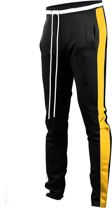 brand Mens Hip Hop Premium Slim Fit Track Pants - Athletic Jogger Bottom with Side Taping