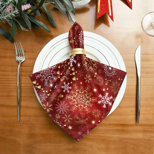 Pfrewn Christmas Snowflake Red Cloth Napkins Set of 6 Xmas Snowman Winter Dinner Napkins Solid Washable Reusable Polyester Table Napkins Oversized 20"X20" with Hemmed Edges for Home Weeding Decoration