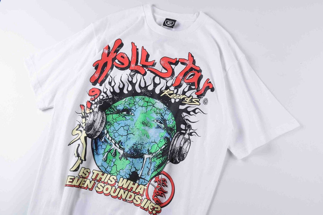 FOR Hellstar Studios Globe Tee High Street Fashion Men'S Short Sleeve T-Shirt