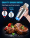 Gravity Electric Pepper and Salt Grinder Set, Salt and Pepper Mill & Adjustable Coarseness, Battery Powered with LED Light, One Hand Automatic Operation, Stainless Steel (Set/Silver)