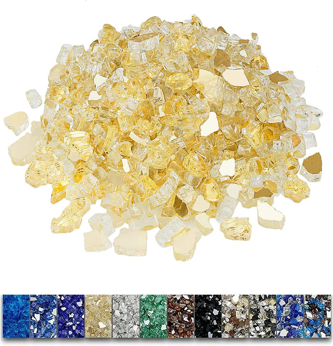 20 Pounds Bahama Blend Fire Glass for Fire Pit - 1/2 Inch High Luster Reflective Tempered Glass Rocks for Natural or Propane Fireplace, Safe for Outdoors and Indoors