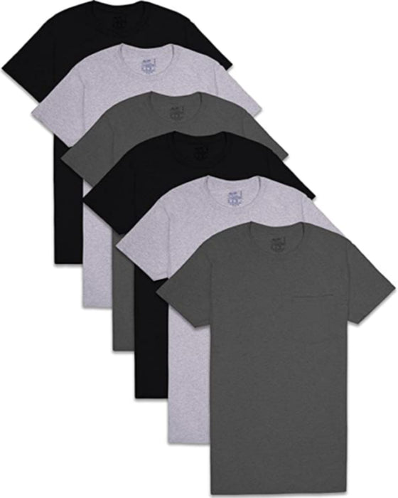 Fruit of the Loom Mens Short Sleeve Fashion Pocket T-Shirts (6 Pack) All Size