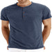 Mens Fashion Casual Front Placket Basic Short Sleeve Henley T-Shirts