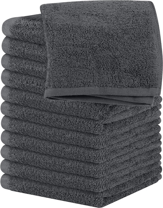 Cotton Washcloths Set - 100% Ring Spun Cotton, Premium Quality Flannel Face Cloths, Highly Absorbent and Soft Feel Fingertip Towels (24 Pack, White)