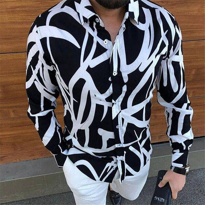 ⭐Button down Shirt Men Baroque Fashion Casual Party Long Sleeve Fancy Dress Soft