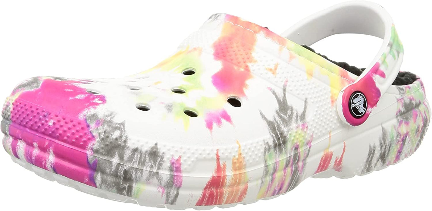 Unisex-Adult Classic Tie Dye Lined Clogs | Fuzzy Slippers