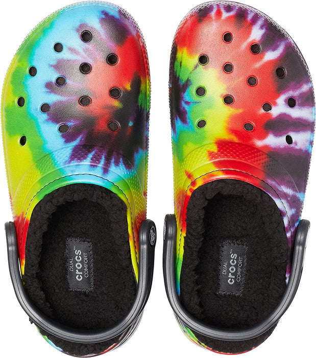 Unisex-Adult Classic Tie Dye Lined Clogs | Fuzzy Slippers