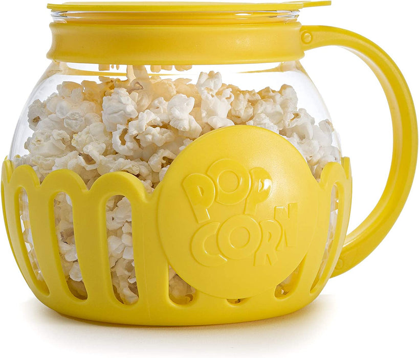 Patented Micro-Pop Microwave Popcorn Popper with Temperature Safe Glass, 3-In-1 Lid Measures Kernels and Melts Butter, Made without BPA, Dishwasher Safe, 3-Quart, Aqua