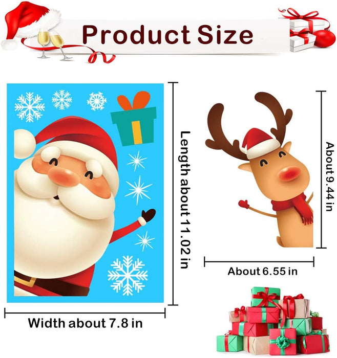 8 Sheet 188 Pcs-Christmas Window Clings Snowflake Window Decals Decorations for Holiday Christmas Window Stickers Santa Claus Elf Reindeer Christmas Window Clings Xmas Party Supplies