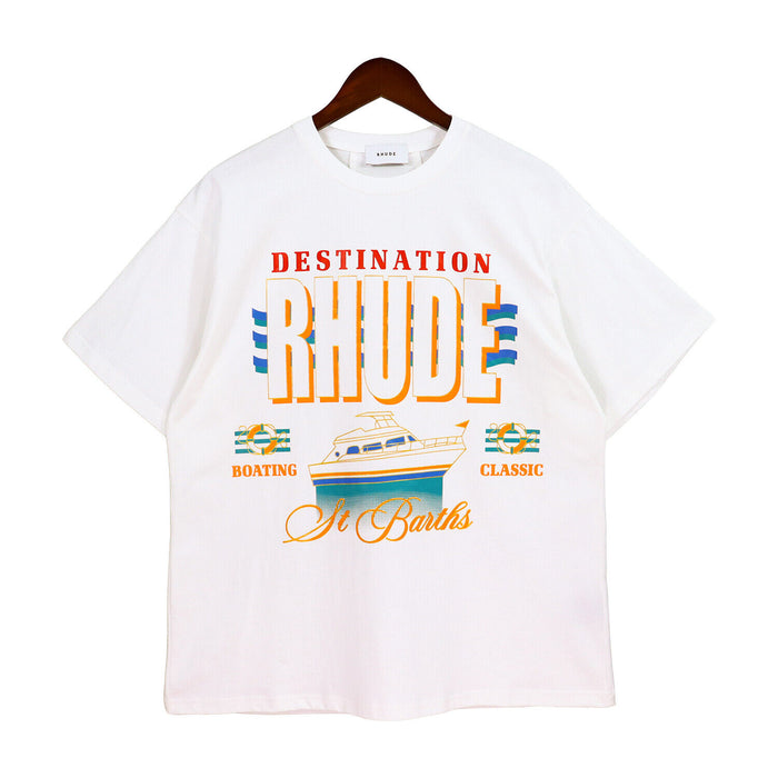 Rhude Logo Letter Print Short Sleeve Fashion Casual Cotton T-Shirt