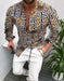 ⭐Button down Shirt Men Baroque Fashion Casual Party Long Sleeve Fancy Dress Soft