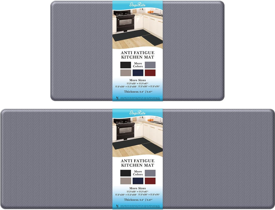 Kitchen Mats, 2PCS Kitchen Rugs, Cushioned anti Fatigue Kitchen Mats for Floor, Non-Slip Standing Desk Mat, Waterproof Kitchen Rug Set for Kitchen, Floor, Office,17.3"×30"+17.3"×47",Black