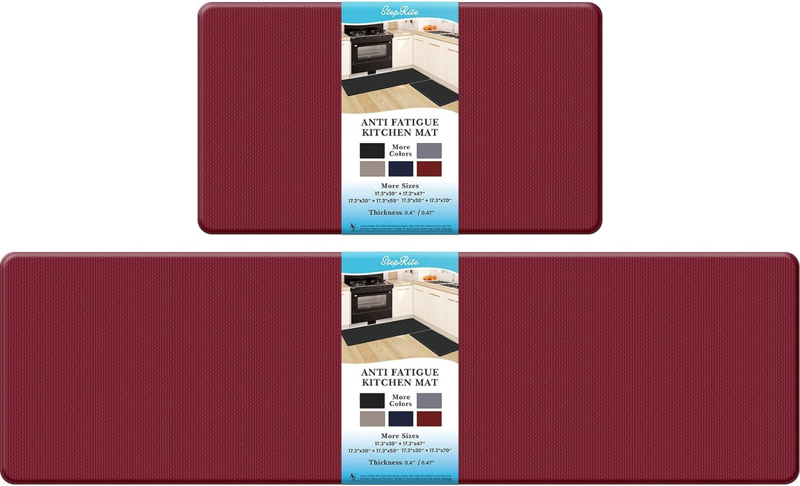 Kitchen Mats, 2PCS Kitchen Rugs, Cushioned anti Fatigue Kitchen Mats for Floor, Non-Slip Standing Desk Mat, Waterproof Kitchen Rug Set for Kitchen, Floor, Office,17.3"×30"+17.3"×47",Black