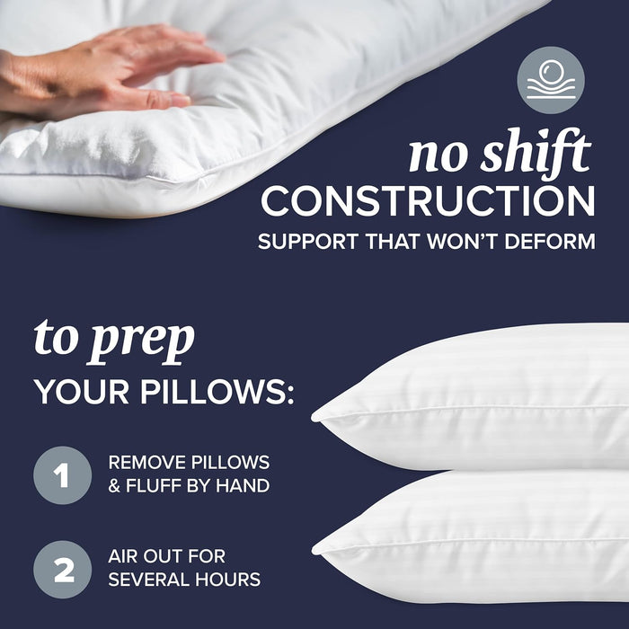 Standard/Queen Size Bed Pillows - Set of 2 Down Alternative Gel Cooling Pillows for Back, Stomach, and Side Sleepers